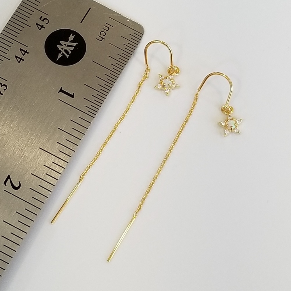 Gold chain opal star threader earings - Picture 5 of 6